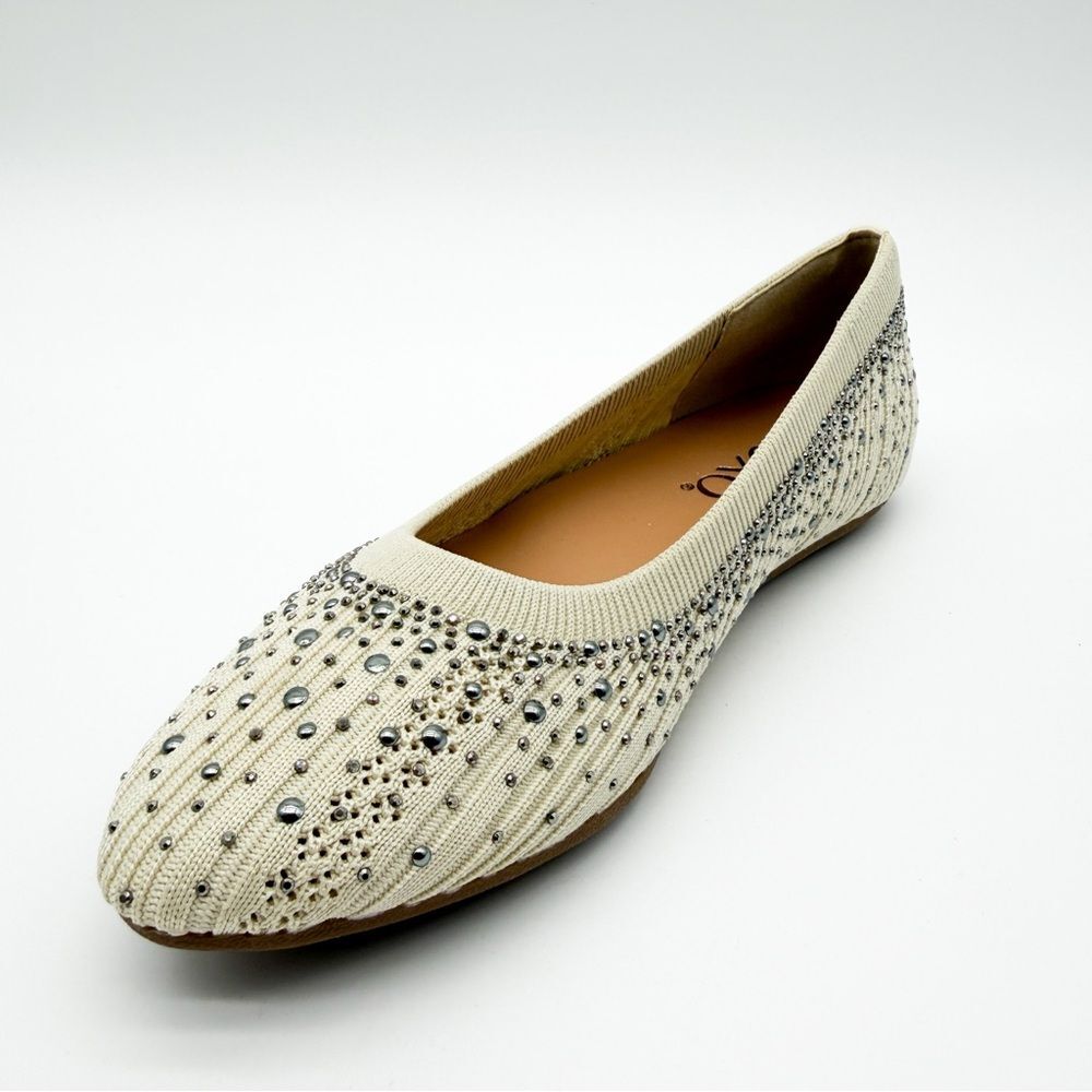 XOXO Laine Studded Ballet Flats Stretch Knit Slip On Sparkle Off White 6 NEW - Picture 11 of 15